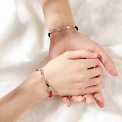 ست دستبند زنانه مردانه نقره - کد PBC027